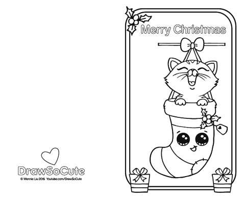 Christmas Kitten Christmas Card Draw So Cute