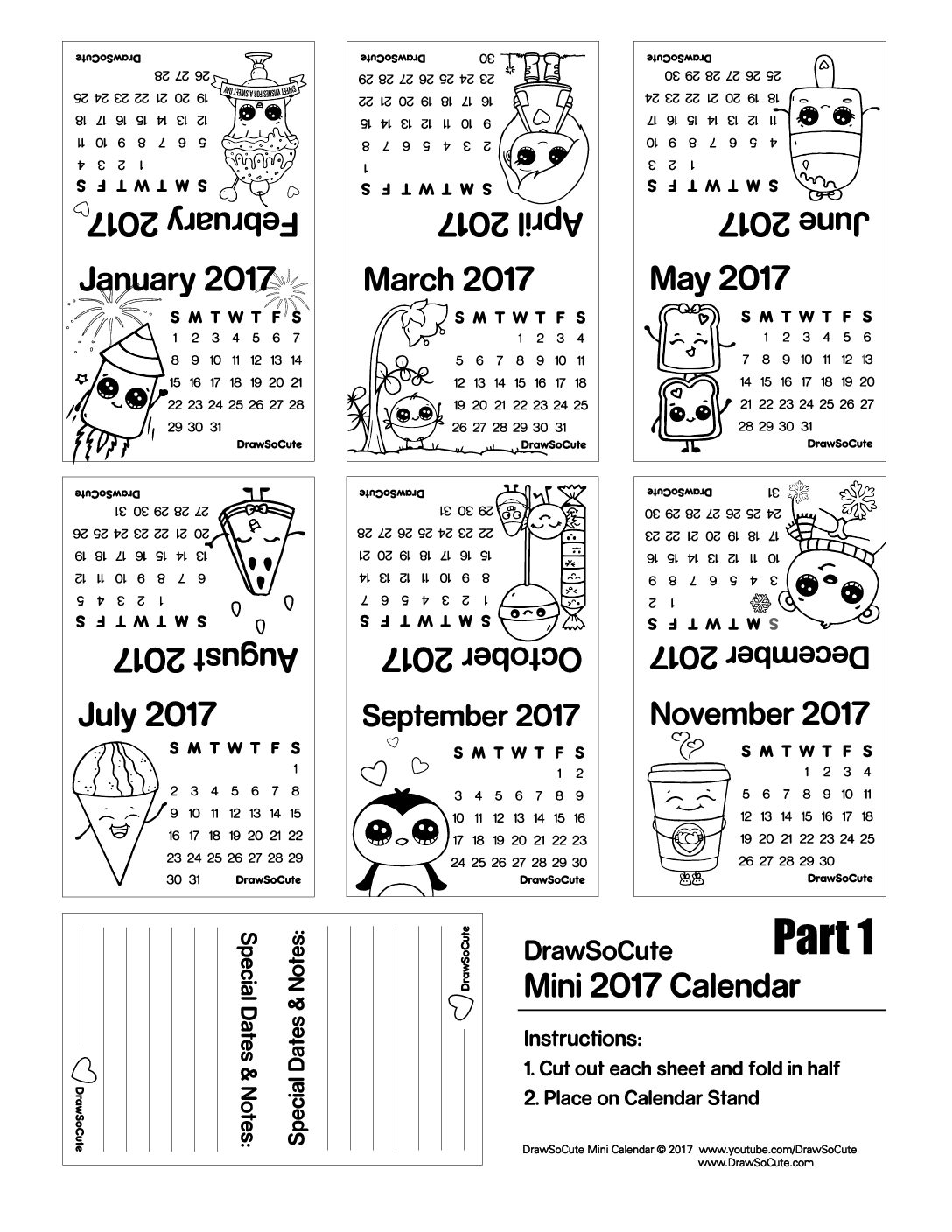 Draw So Cute Mini Calendar 2024 Printable With Holidays 2024 CALENDAR PRINTABLE
