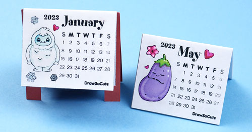 2023-mini-calendar-draw-so-cute